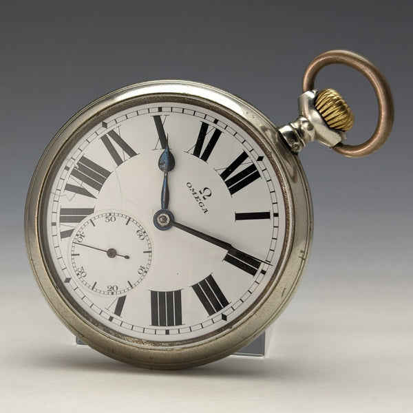 1910年頃 アンティーク オメガ 大型懐中時計 合金ケース 動作良好